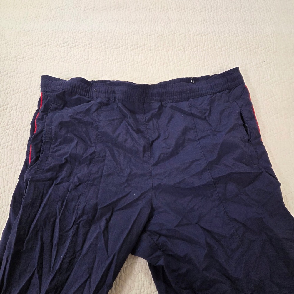 LizSport Vintage 90s Navy Blue Nylon Track Pants Red Stripe Mens Medium - Picture 2 of 4